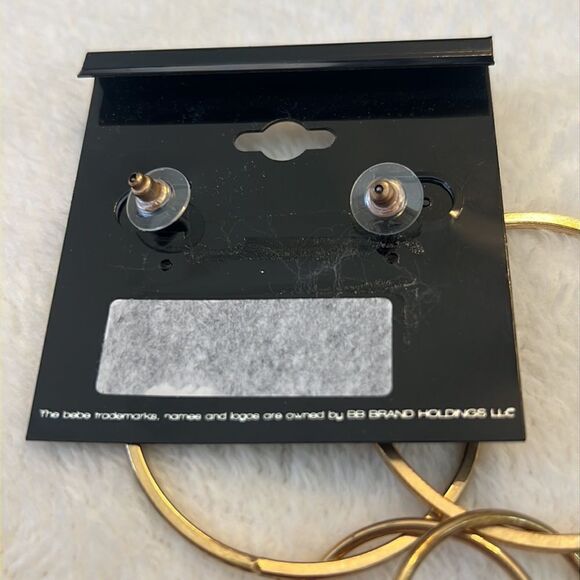 NEW Bebe Super Long Gold Tone Hoop Dangle Earrings - Picture 5 of 5